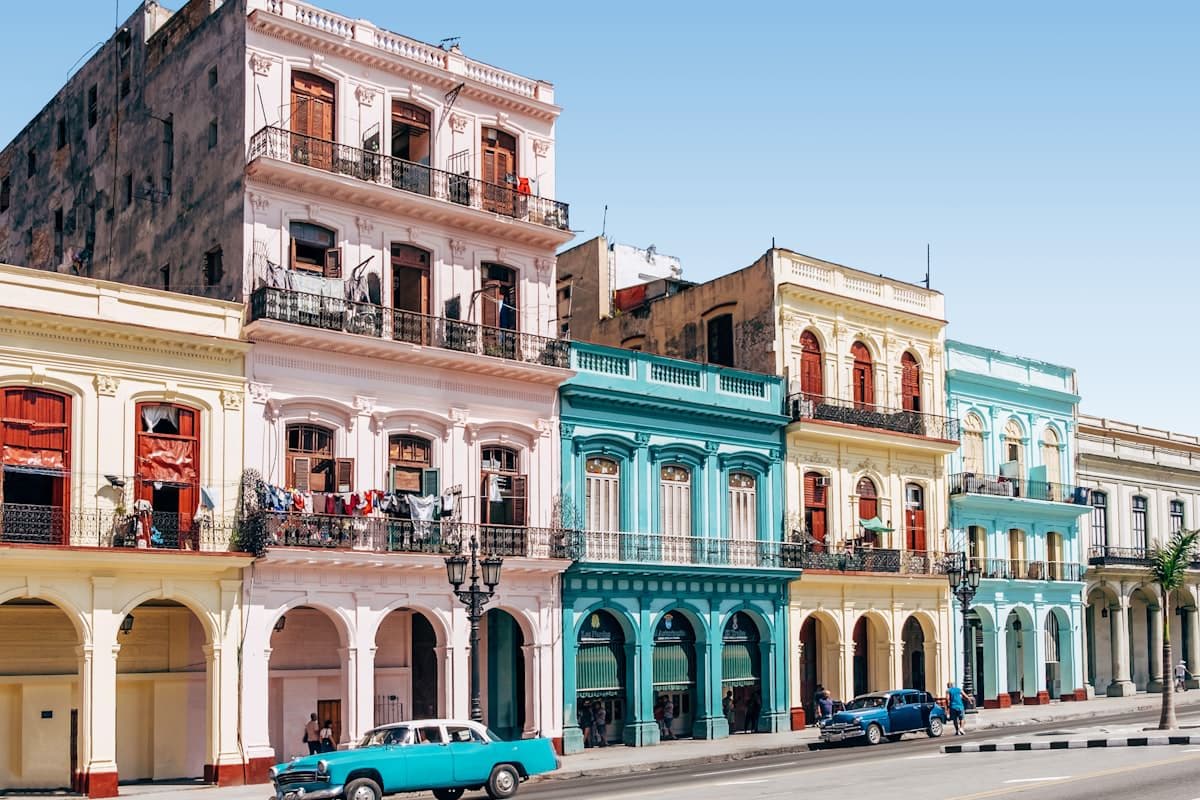 Colourful colonial buildings and classic cars, Cuba