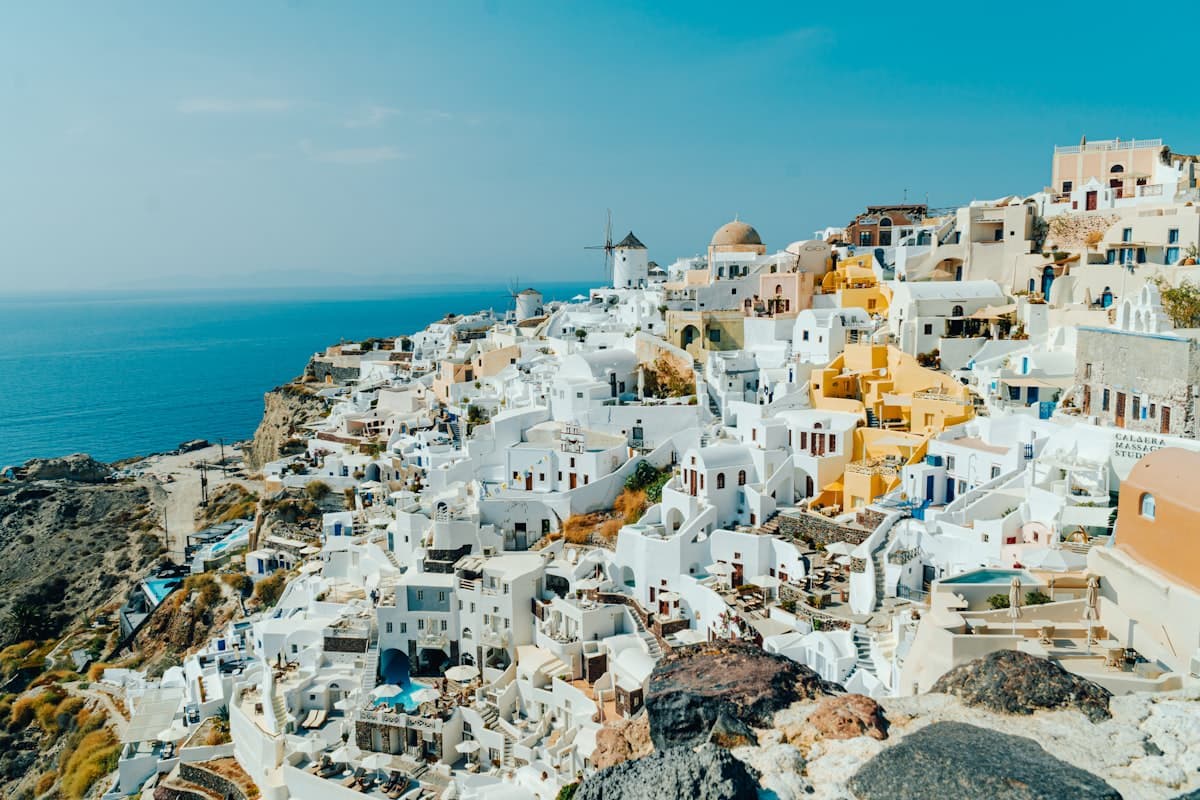 White-washed buildings and blue domes of Santorini, Greece