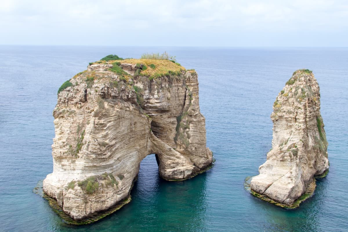 Mediterranean coastline and ancient ruins, Lebanon