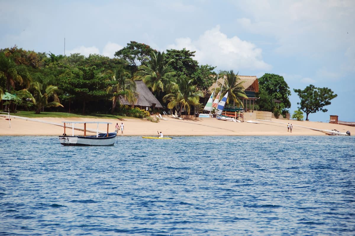 Lake shore and green hills, Malawi