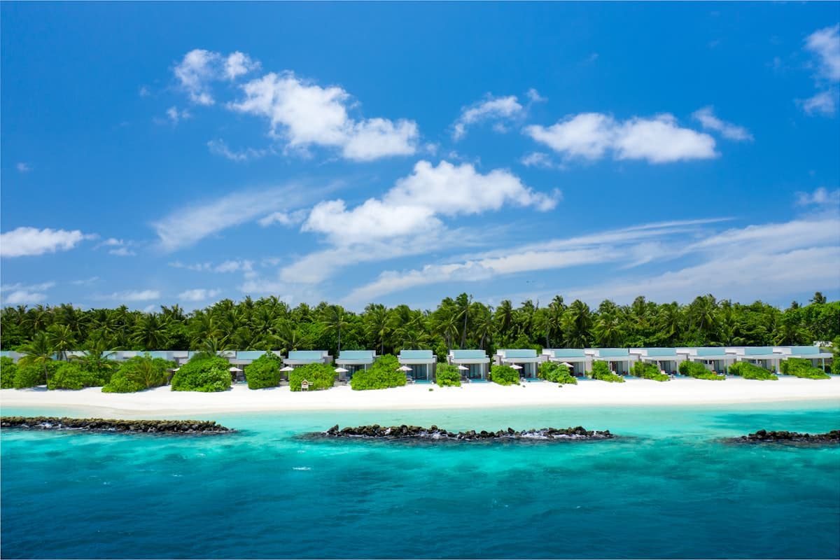 Crystal-clear turquoise water and white sand, Maldives