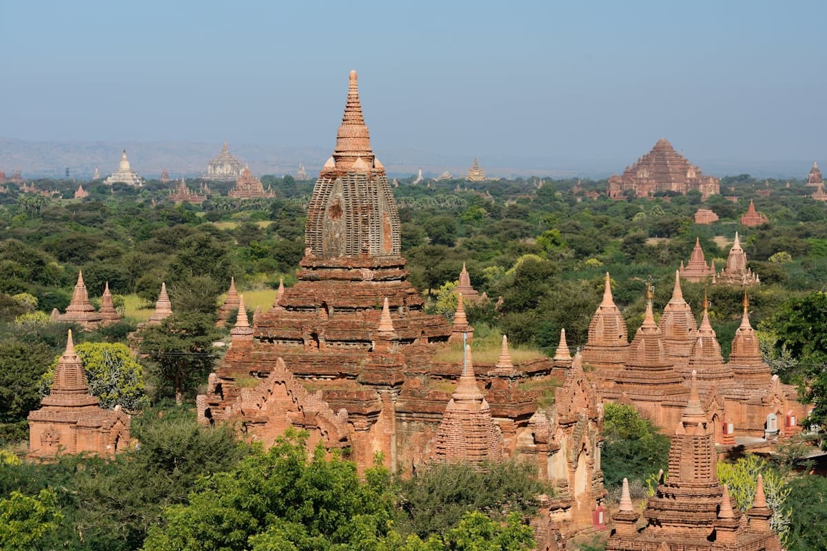 Golden pagoda at sunset, Myanmar