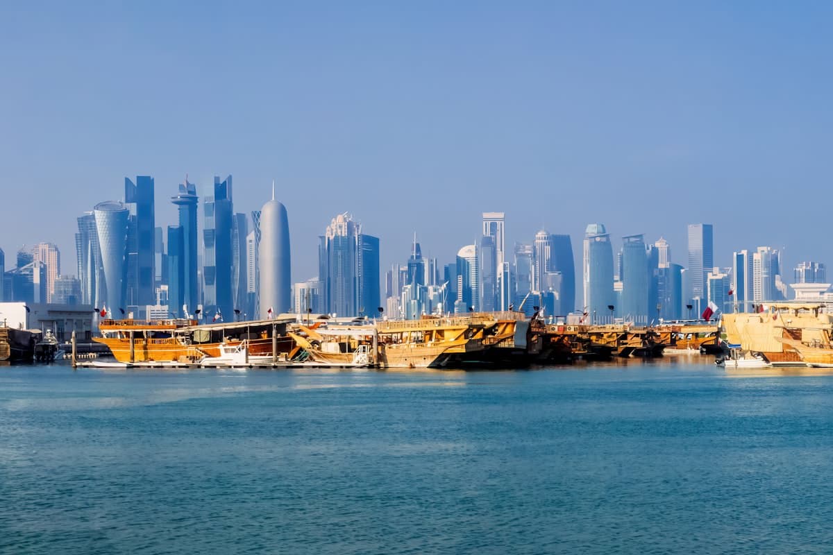 Futuristic skyline across the bay, Qatar