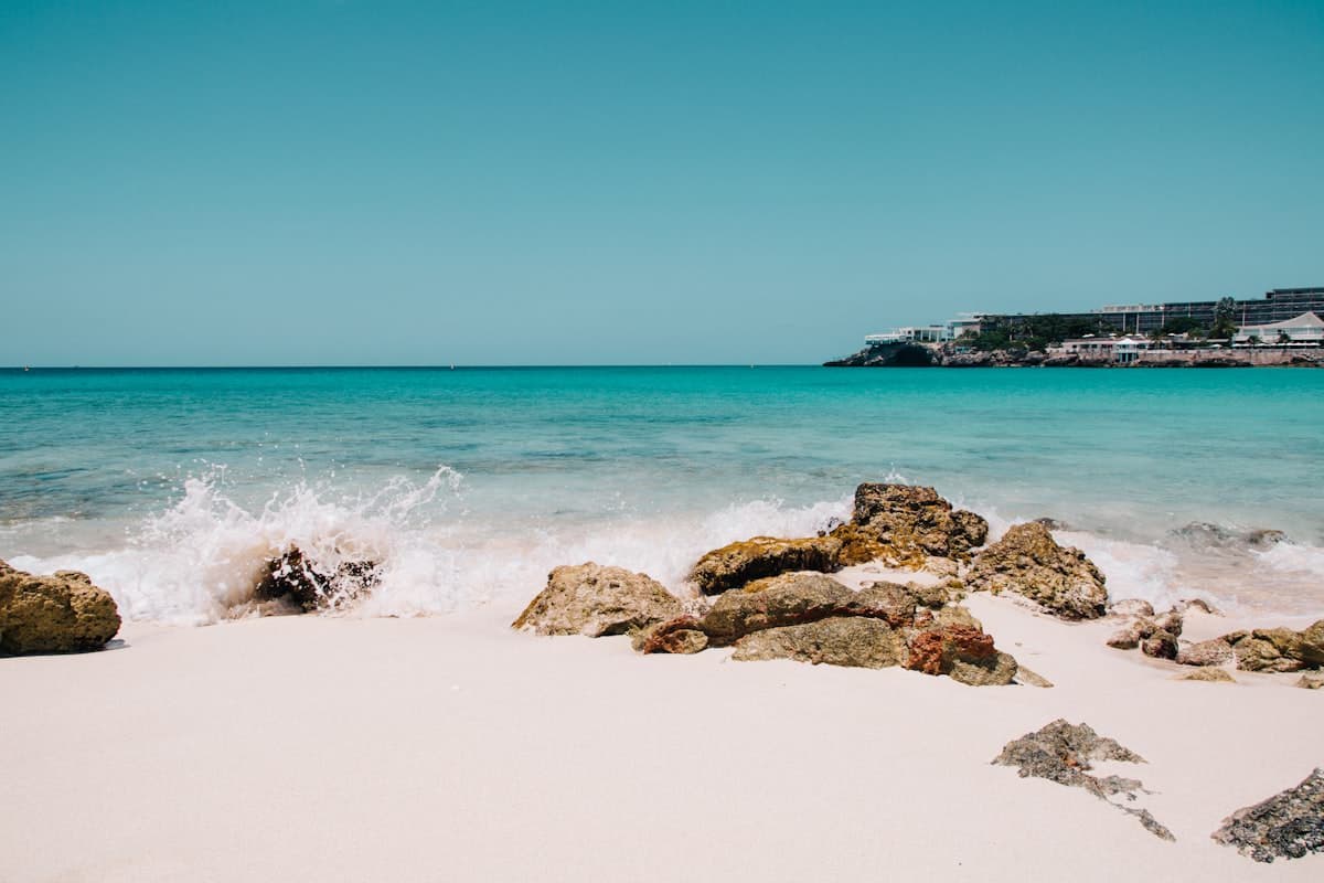 Famous beach with turquoise water, Sint Maarten