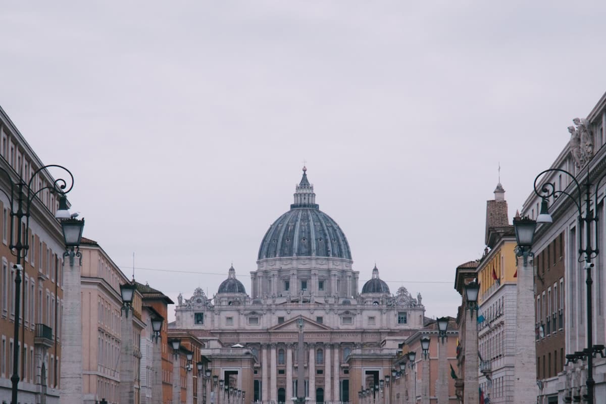 St Peter's Basilica and the grand plaza, Vatican City