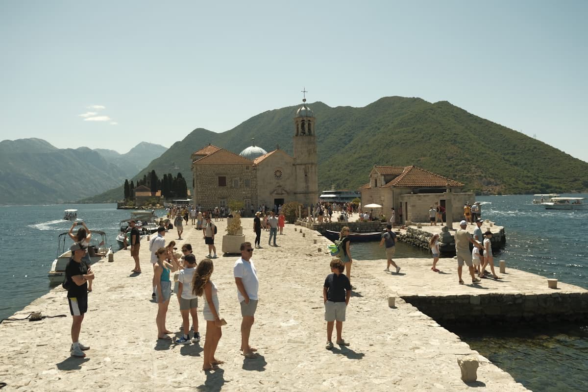 Bay surrounded by mountains on the Adriatic, Montenegro