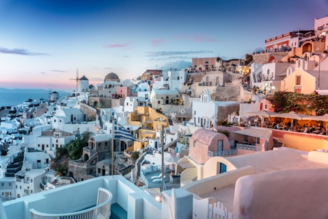 White-washed buildings and blue domes of Santorini, Greece
